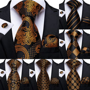 Men’s Decadent Gold & Black Tie Set