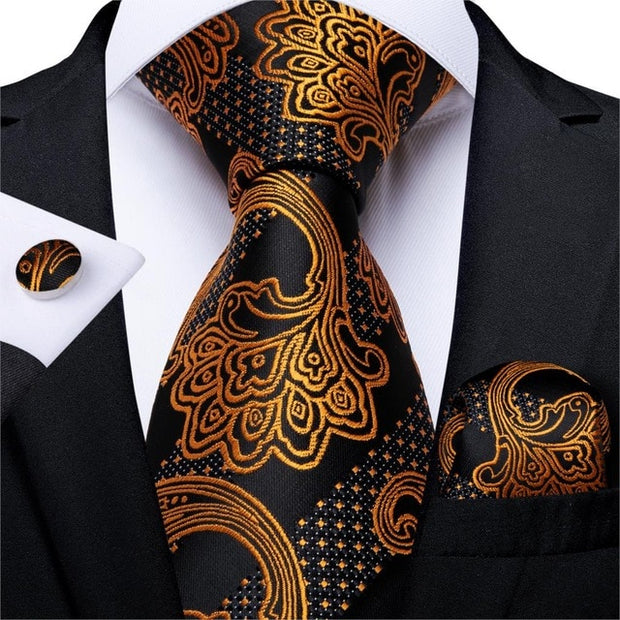 Men’s Decadent Gold & Black Tie Set