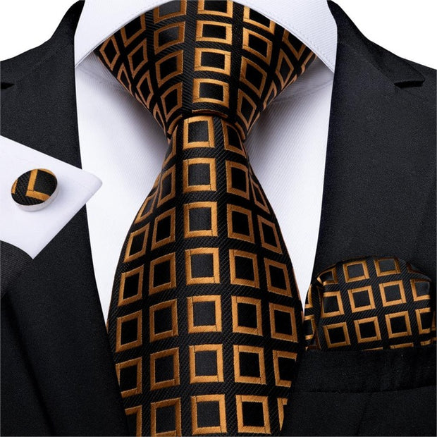 Men’s Decadent Gold & Black Tie Set