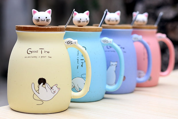 Kitty Mug With Wooden Cover