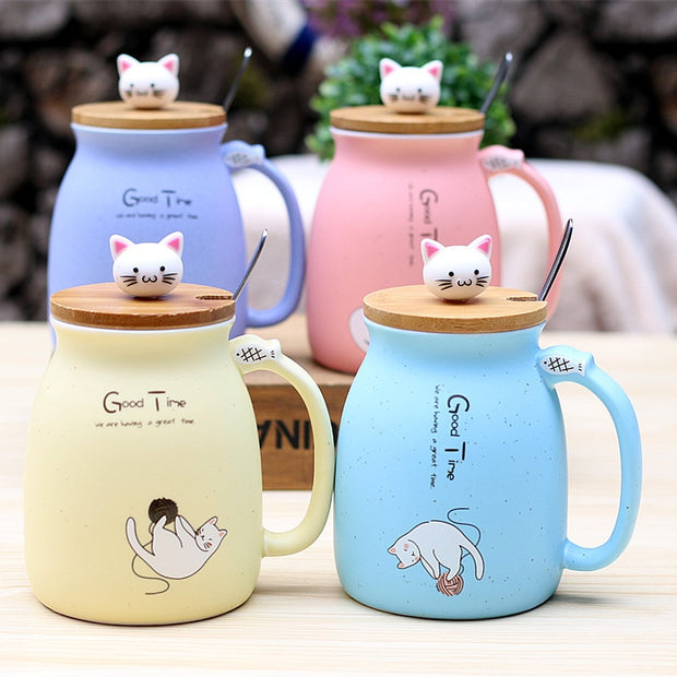 Kitty Mug With Wooden Cover