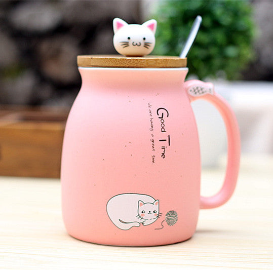 Kitty Mug With Wooden Cover